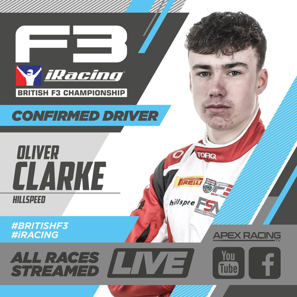 OLIVER CLARKE REVVED UP FOR RACING RETURN IN BRITISH F3 iRACING CHAMPIONSHIP